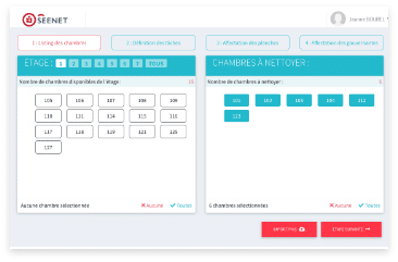 Seenet : référentiel des chambres (configuration des étages et des chambres)